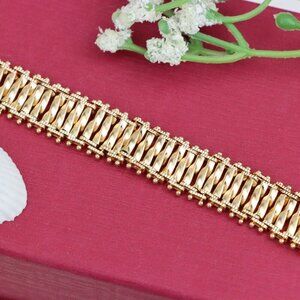 "Elegant Rose Gold Wide Link Bracelet in High Polish Finish, XPBL1121
